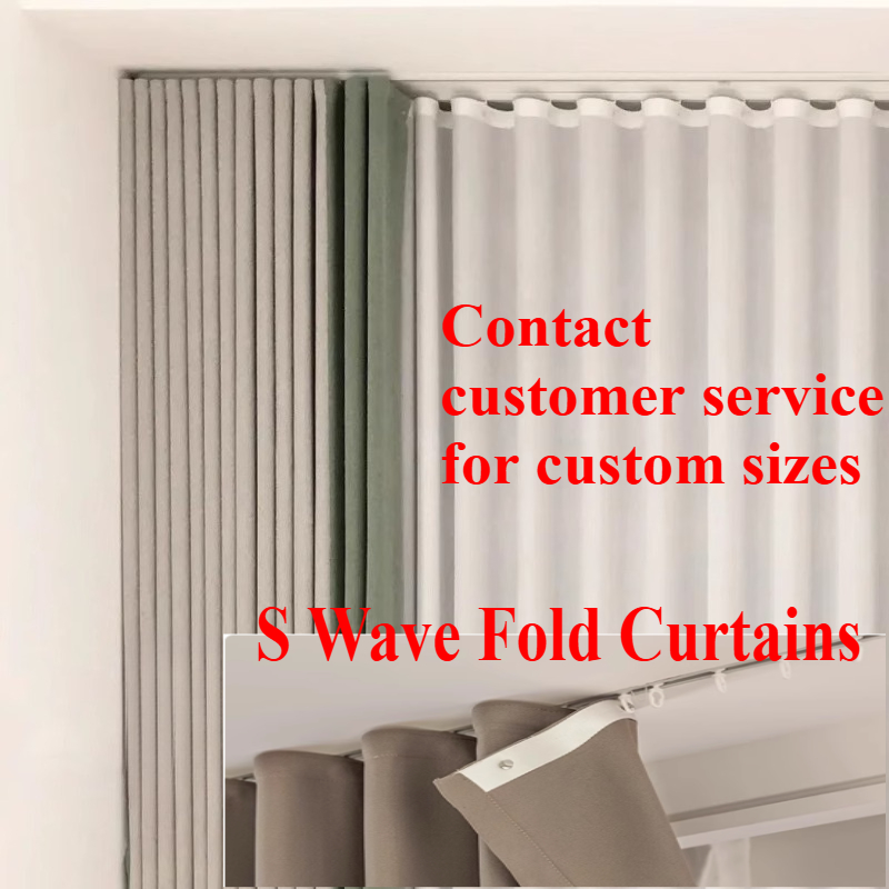 Blackout Curtain Thick - Op maat gemaakte S-golfvouwgordijnen voor woonkamer,