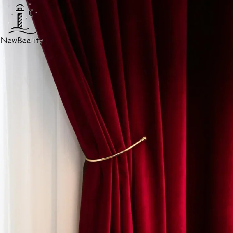 Blackout Curtain Thick - Nordic moderne bordeaux rode luxe fluwelen