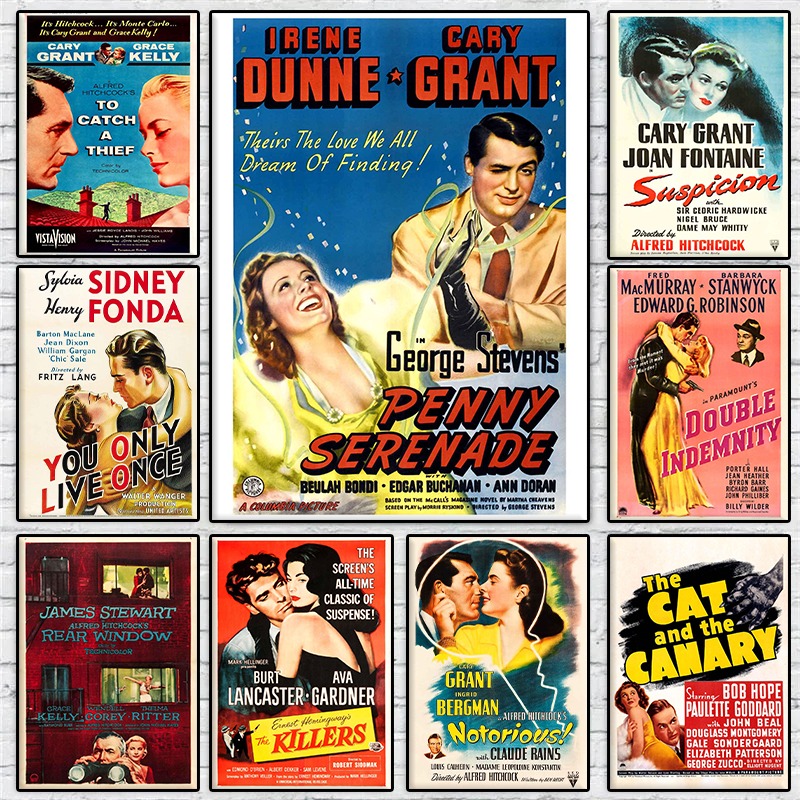 Vintage Home Cinema - Vintage Amerikaanse klassieke liefdesfilmcollectie poster Hitchcock
