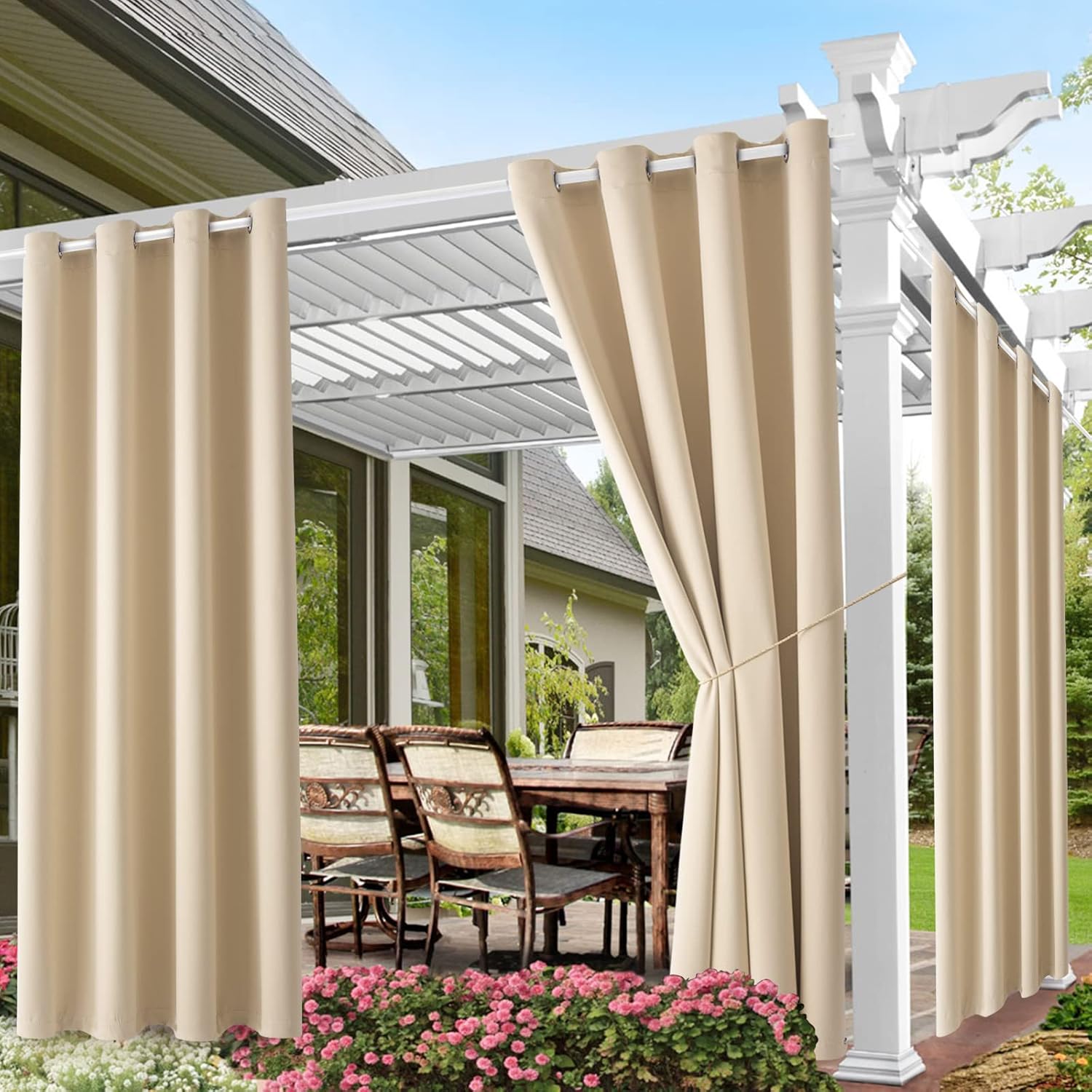 Blackout Curtain Thick - Buitengordijnen voor patio, waterdicht, zonwerend, thermisch