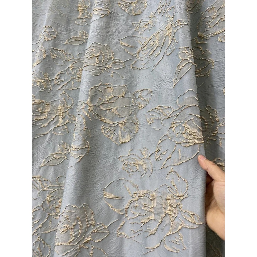 Blackout Curtain Thick - Blauwe reliëf roos jacquard verduisterende gordijnen