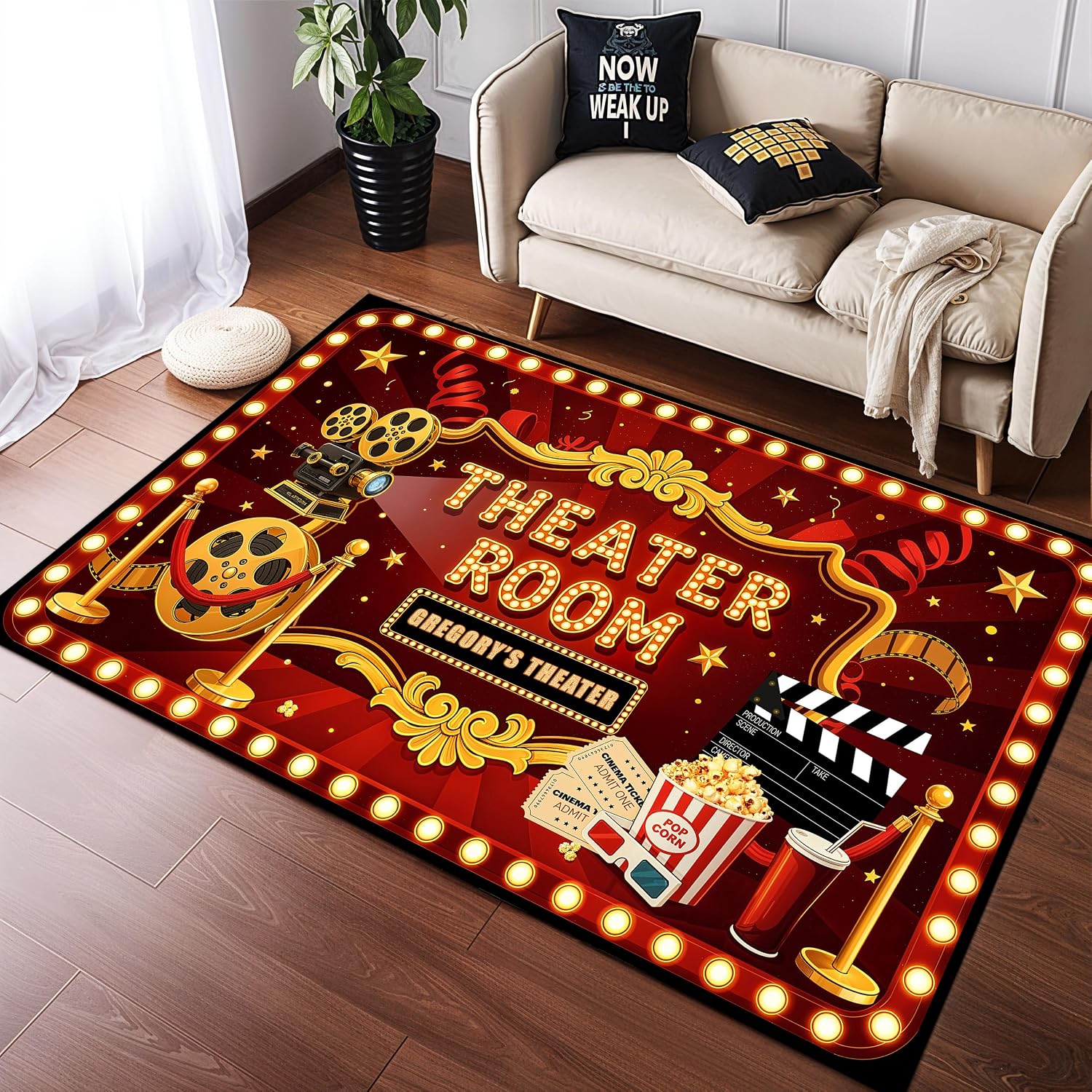 Home Cinema Experience - Op maat gemaakte letterprint bioscoopkleed, zacht