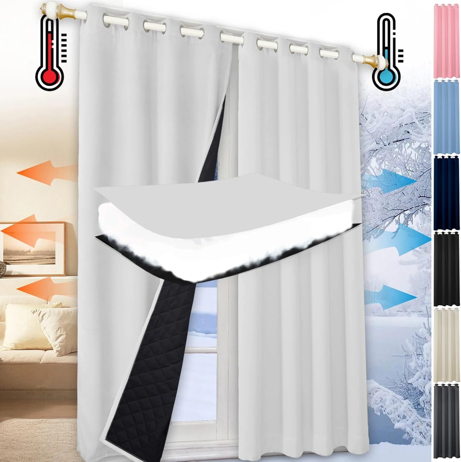 Blackout Curtain Thick - Waterdichte wintergordijnen voor raam Winddicht Koudbestendig
