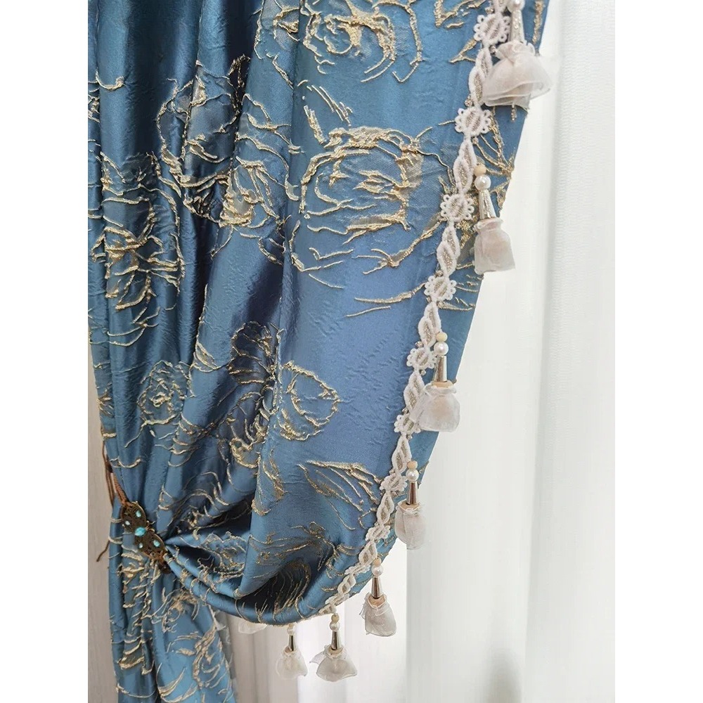 Blauwe reliëf roos jacquard ve - Blackout Curtain Thick recensie en prijs