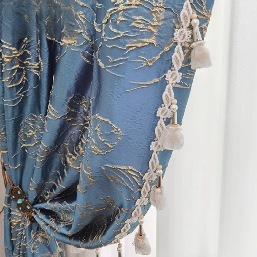 Blauwe reliëf roos jacquard ve - Blackout Curtain Thick recensie en prijs