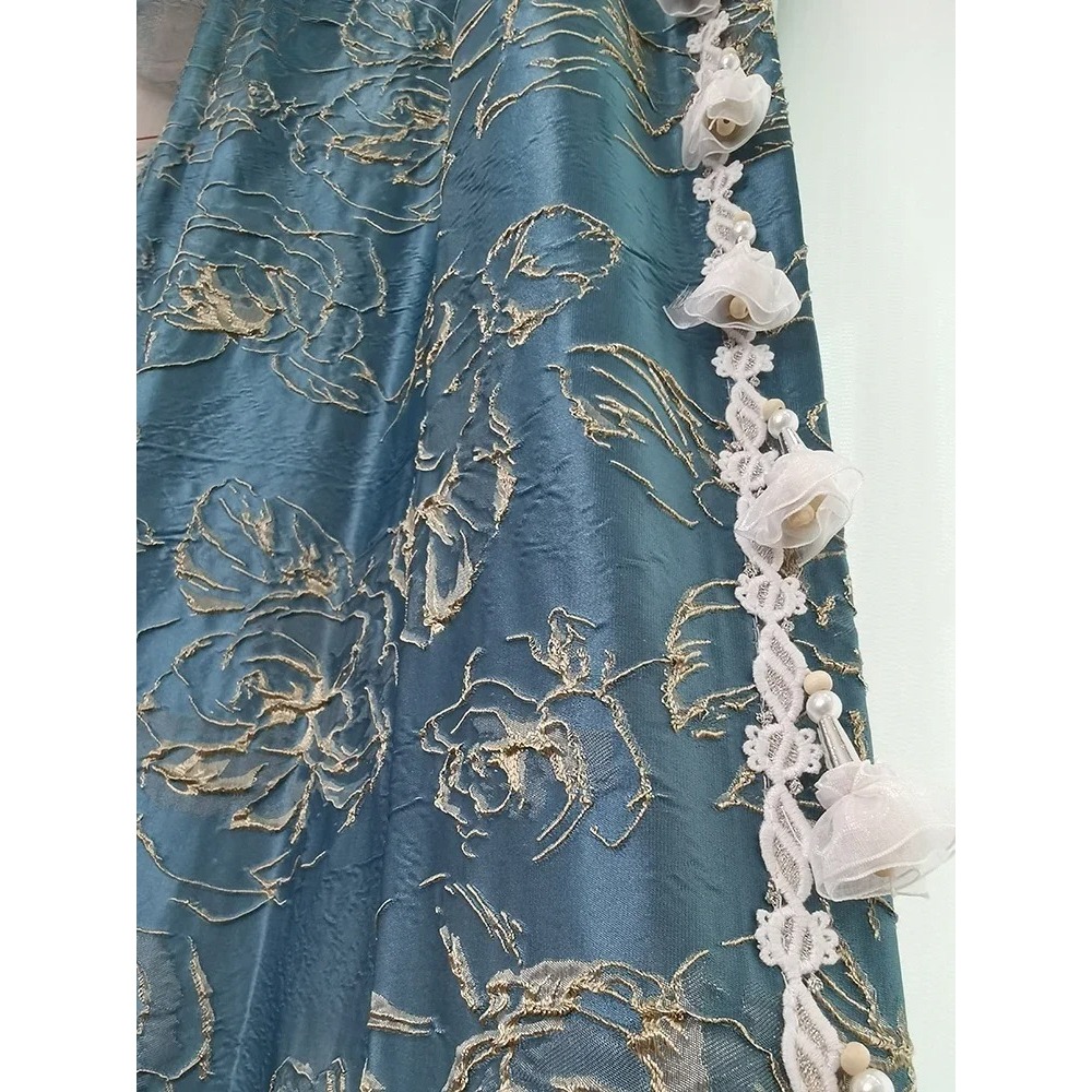 Blauwe reliëf roos jacquard ve - Blackout Curtain Thick recensie en prijs